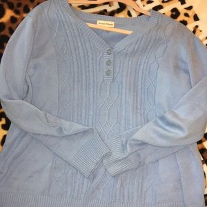 100% cotton cornflower blue sweater